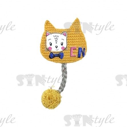 Аппликация 3D "Котик", цвет горчичный, размер 37 мм х 55 мм фото 1