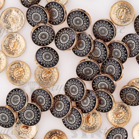 Пуговица металлическая на ножке, золото/черный, 28L фото 4