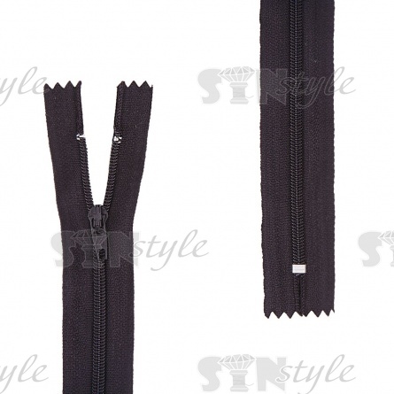 Молния спираль, тип 3, неразъемная, основа нейлон, длина 20 см, цвет 322 (черный),"простой" бегунок фото 1