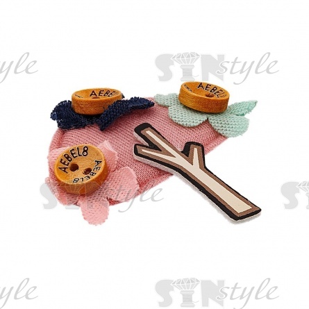 Аппликация 3D "Деревце", размер 40х45 мм, цвет грязно-розовый фото 2