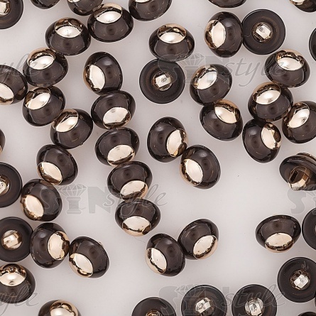 Пуговица пластиковая на ножке, в форме полусферы, размер 20L, цвет черный с золотой серединкой фото 3