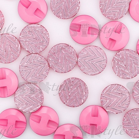 Пуговица пластиковая на полуножке, размер 24L, розовая с блестками, рисунок "елочка" фото 3