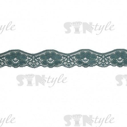 Кружево эластичное, ширина 35 мм, цвет зеленый, намотка 15 ярдов фото 1