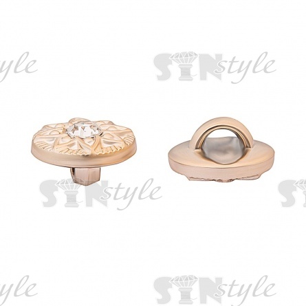 Пуговица пластиковая на ножке, круглая, цвет золотой, белая страза в центре, размер 18L фото 2