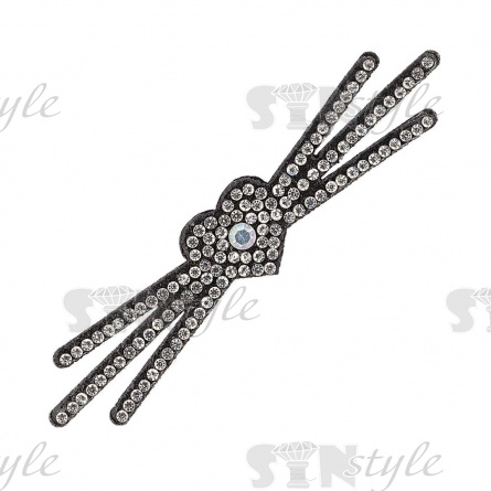 Аппликация "Усики" из страз, на фетровой основе, размер 85 мм х16 мм, цвет черный+белые и радужные стразы фото 1