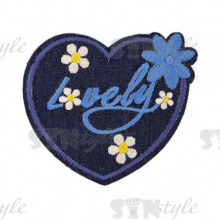 Термоаппликация "Сердечко", размер 80х70 мм, цвет темно-синий фото 1