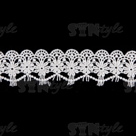 Кружево ажурное матовая нить, ширина 40 мм, цвет белый, намотка 15 ярдов фото 2