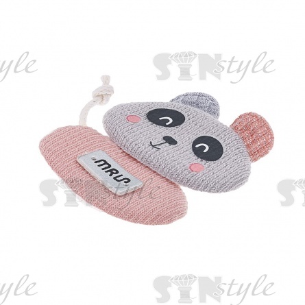 Аппликация 3D "Мишка", цвет серый+грязно-розовый, размер 45х50 мм фото 2