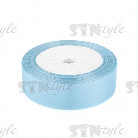 Декоративная лента атласная, ширина 25 мм, намотка 25 ярдов, цвет голубой (№070) фото 1