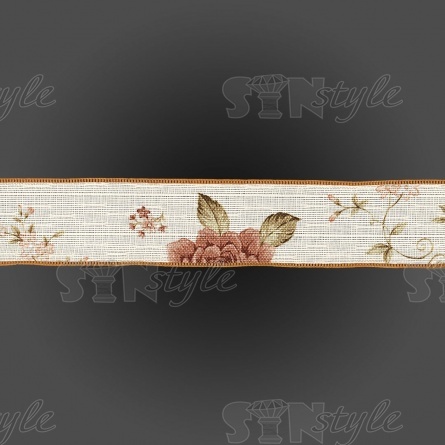 Декоративная лента с цветочным принтом, цвет бежевый, ширина 40 мм, намотка 20 ярдов фото 2