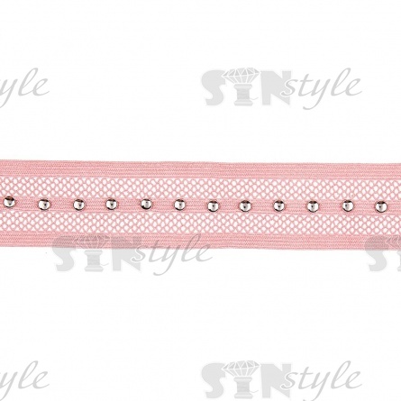 Тесьма отделочная эластичная с клепками, цвет грязно-розовый, ширина 25 мм, намотка 15 ярдов фото 2