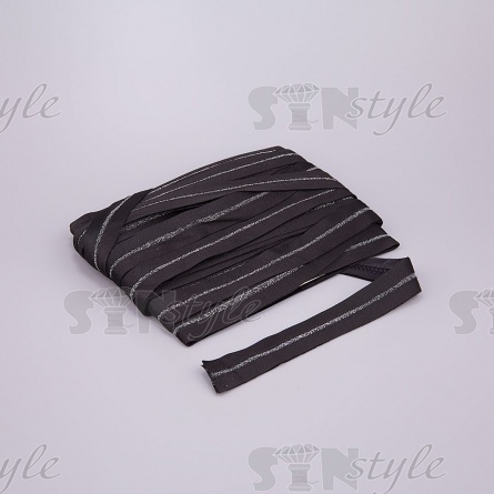 Декоративная тесьма с люрексом, цвет черный+серебро, ширина 25 мм, намотка 15 ярдов  фото 3