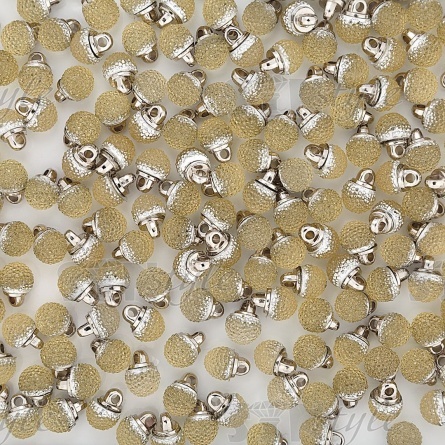 Пуговица пластиковая на ножке шарообразной формы, размер 18L, цвет шампань, прозрачная фото 3