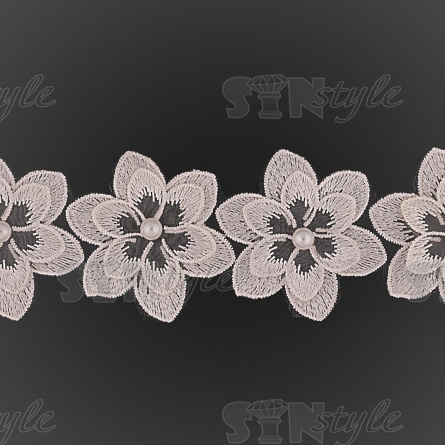 Цветочки из капроновой ленты, ширина 60 мм, намотка 20 ярдов, цвет шампань (№ 21) фото 3