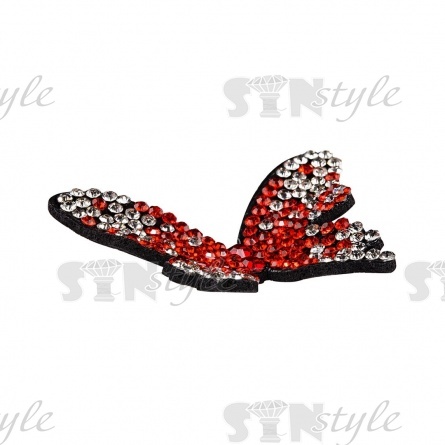 Аппликации с элементами из страз, цвет красный, размер 42х35 мм фото 2