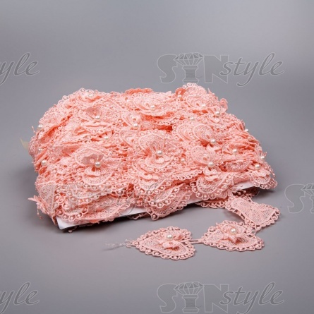 Кружево "Сердечки", ширина 50 мм, цвет розовый, намотка 15 ярдов  фото 1