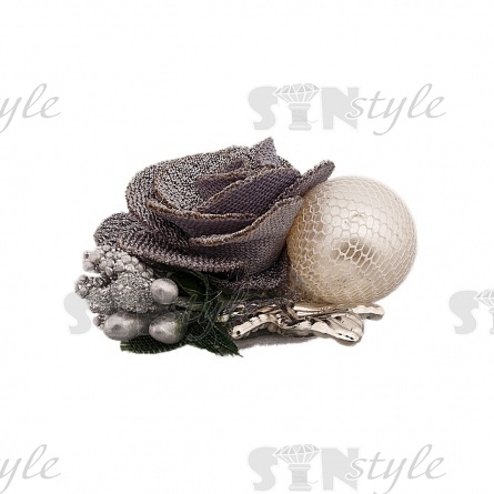 Композиция цветочная на фетровой основе, цвет серый, размер 45 мм,  фото 2