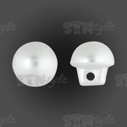 Пуговица пластиковая на ножке, в форме полусферы, размер 16L, белая перламутровая фото 1