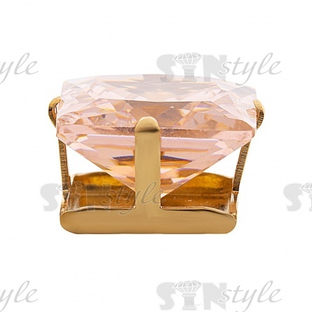 Стразы пришивные стеклянные в цапах, форма квадрат, цвет золото+персик, размер 12*12 мм фото 2