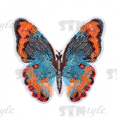 Термоаппликация "Бабочка" с пайетками, размер 92х50 мм фото 1