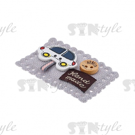 Аппликация 3D "Рамка с машинкой", цвет серый, размер 45х30 мм фото 2