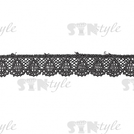 Кружево ажурное, нежная красивая гирлянда с причудливым узором и резным краем, ширина 15 мм, цвет черный, намотка 15 ярдов фото 1