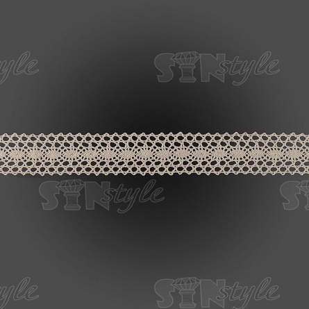 Кружево  вязаное плетеное,  ширина 33 мм, цвет бежевый, намотка 15 ярдов фото 1