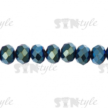 Бусины граненые Рондель (стекло), цвет зеленый радужный-голография (86), 4 мм, 140-150 шт/нить фото 2