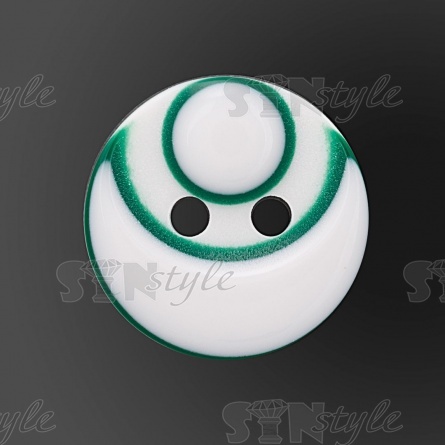 Пуговица пластиковая на два прокола, размер 20L, цвет белый/зеленый фото 2