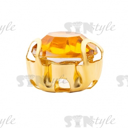 Стразы пришивные акриловые в цапах, форма круг, цвет золото+медовый, диаметр 7 мм, 720 шт/уп. фото 2