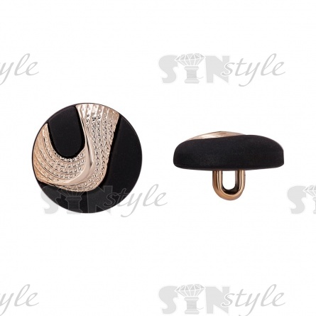 Пуговица пластиковая на ножке, размер 28L, цвет черный+золотой фото 1