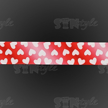 Лента репсовая, с принтом "сердечки", ширина 25 мм, намотка 20 ярдов фото 3