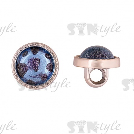 Пуговица пластиковая на ножке, круглой формы, размер 18L, золотая основа с вставкой голубого цвета фото 1