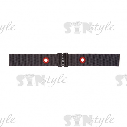 Аппликация пришивная ПВХ, с люверсами и пряжкой с надписью, размер 220x25 мм, цвет черный фото 1