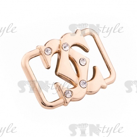 Декоративное украшение пришивное металлическое, размер 23 мм х 15 мм, цвет золотой+белые стразы фото 2