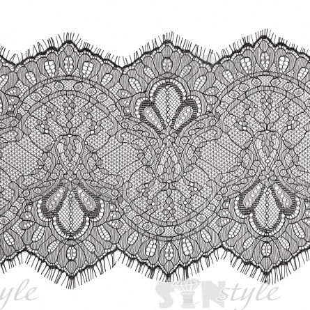 Кружево "Французское", ширина 190 мм, цвет черный, длина 3 метра фото 1