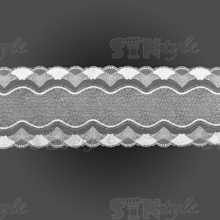 Кружево эластичное, ширина 190 мм, цвет белый, намотка 15 ярдов фото 2