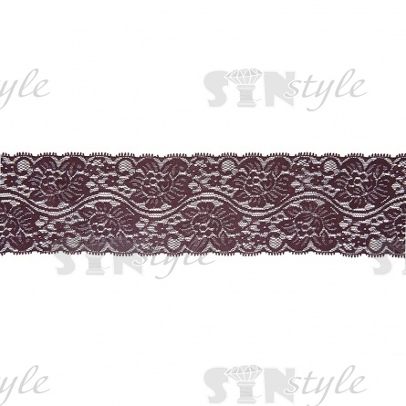 Кружево эластичное, ширина 80 мм, цвет коричневый, намотка 15 ярдов фото 1