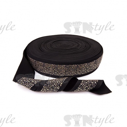 Резинка декоративная, ширина 60 мм, цвет черный, намотка 50 метров фото 2