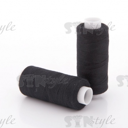 Нитки полиэстер 40/2, цвет черный, катушка 400Y фото 1