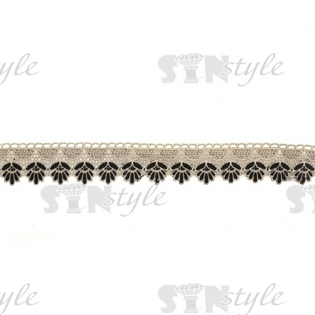 Кружево ажурное, ширина 45 мм, цвет золотой+черный, намотка 10 ярдов фото 1