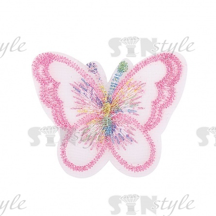 Аппликации бабочки из капрона, размер 45х35 мм цвет ярко-розовый фото 1