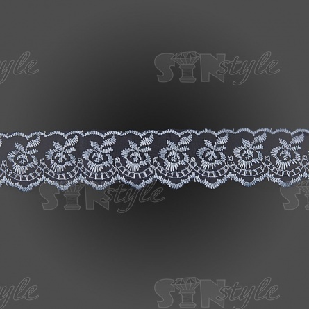 Кружево декоративное, нежная вышивка на тонкой капроновой основе, ширина 40 мм, цвет св. голубой (104), намотка 10 ярдов фото 2