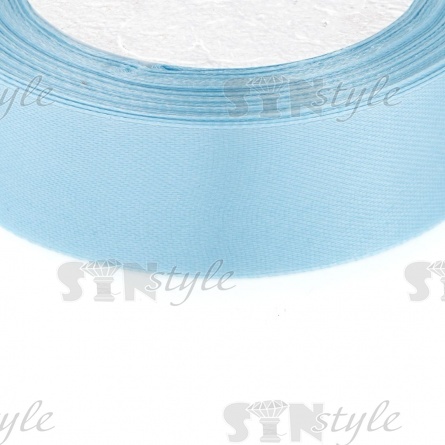 Декоративная лента атласная, ширина 25 мм, намотка 25 ярдов, цвет голубой (№070) фото 2