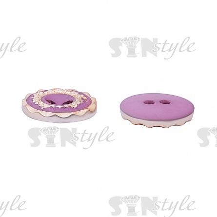 Пуговица пластиковая на два прокола, размер 20L, цвет золотой/сиреневый фото 3