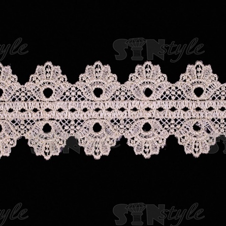 Кружево ажурное двустороннее, ширина 50 мм, цвет шампань, намотка 15 ярдов фото 2