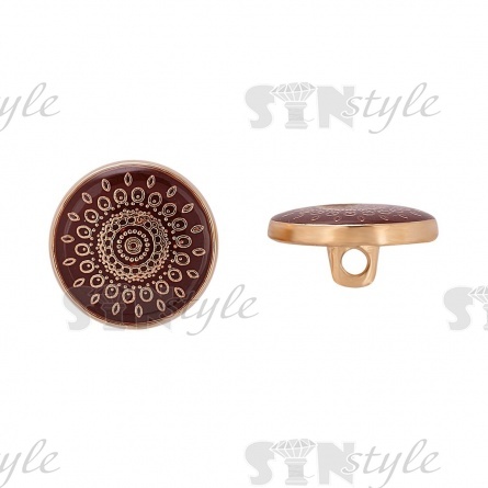 Пуговица металлическая на ножке, золото/бордо, 28L фото 1