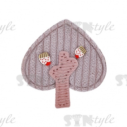 Аппликация 3D "Деревце", цвет грязно-розовый+серый, размер 43х45 мм фото 1