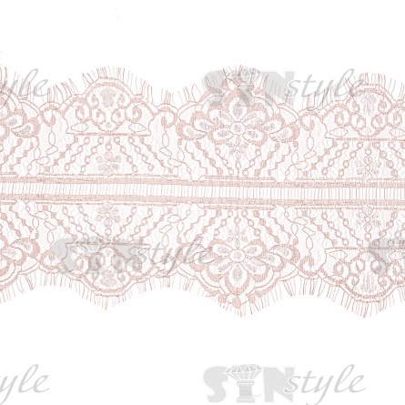 Кружево "Французское", ширина 140 мм, цвет грязно-розовый, длина 3 метра фото 1