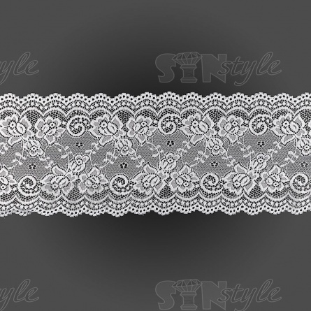 Кружево эластичное, ширина 145 мм, цвет белый, намотка 15 ярдов фото 1